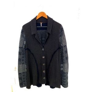 Free People Vintage Grandmacore Patchwork Plaid Boho Oversized Cotton Cardigan M